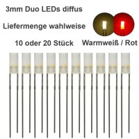 Duo LED 3mm Zylinder bicolor LEDs 2-Pin Lichtwechsel Licht Loks Triebwagen H0 TT