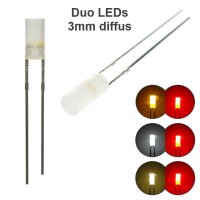 Duo LED 3mm Zylinder bicolor LEDs 2-Pin Lichtwechsel Licht Loks Triebwagen H0 TT