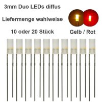 Duo LED 3mm Zylinder bicolor LEDs 2-Pin Lichtwechsel Licht Loks Triebwagen H0 TT