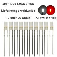 Duo LED 3mm Zylinder bicolor LEDs 2-Pin Lichtwechsel Licht Loks Triebwagen H0 TT
