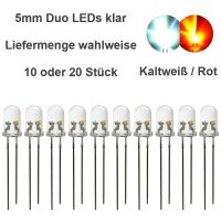 Duo LED 5mm bicolor LEDs 2-pin Lichtwechsel Beleuchtung Loks Triebwagen H0 G 1 0
