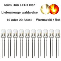 Duo LED 5mm bicolor LEDs 2-pin Lichtwechsel Beleuchtung Loks Triebwagen H0 G 1 0