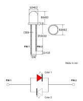 Duo LED 5mm bicolor LEDs 2-pin Lichtwechsel Beleuchtung...