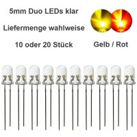 Duo LED 5mm bicolor LEDs 2-pin Lichtwechsel Beleuchtung Loks Triebwagen H0 G 1 0