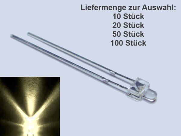 LED 2mm diffus klar kurzer Kopf Miniatur Mini LEDs 7 Farben Menge u. Set AUSWAHL 100 Stück warmweiß klar