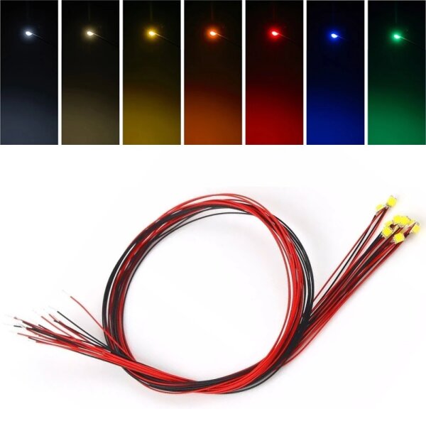 SMD Blink LED 0805 blinkend mit Kabel angelötet Ø 0,3mm Microkabel LEDs 10 Stück