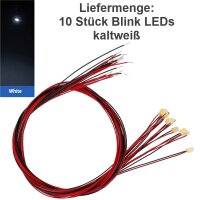 SMD Blink LED 0805 blinkend mit Kabel angelötet Ø 0,3mm Microkabel LEDs 10 Stück
