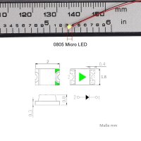 SMD Blink LED 0805 blinkend mit Kabel angelötet Ø 0,3mm Microkabel LEDs 10 Stück