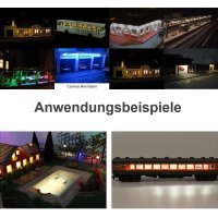 LED Beleuchtung Hausbeleuchtung mit 20cm Kabel Licht Häuser RC H0 TT N 10 Stück