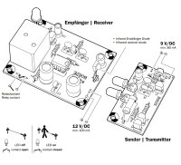IR Lichtschranke Infrarot mit Relais 12V 9V 3A 18 Meter Kemo B062 BAUSATZ A2088