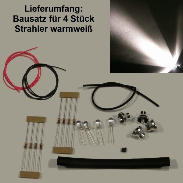 Flutlichtstrahler Scheinwerfer Flutlicht H0 RC LED Beleuchtung 4 Stück Strahler Warmweiß