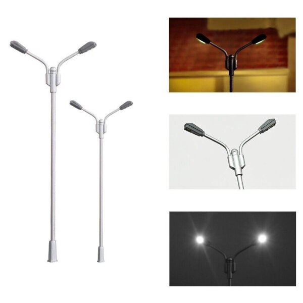 LED Straßenlampen H0 TT Laterne Leuchte 7cm 10cm 12-19V Modellbahn 10 Stück