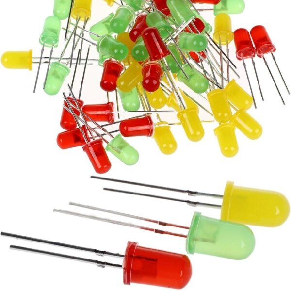 LED 5mm Set rot gelb grün diffus Sortiment LEDs 30 Stück Leuchtdioden S502