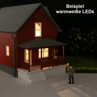 Mini LED Beleuchtung Hausbeleuchtung 20cm Kabel Licht Häuser RC H0 TT N 10 Stück