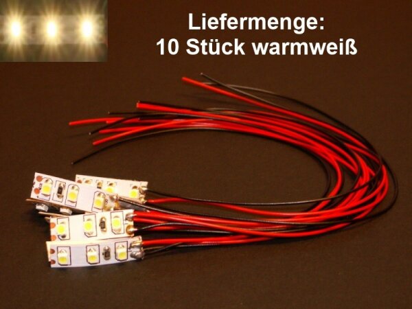 Mini LED Beleuchtung Hausbeleuchtung 20cm Kabel Licht Häuser RC H0 TT N 10 Stück Warmweiß