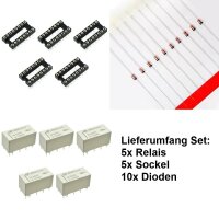 Miniatur Relais bistabil 2 Spulen 2xUM 2 Wechsler 2A 12V 9V - 24V Sockel Dioden