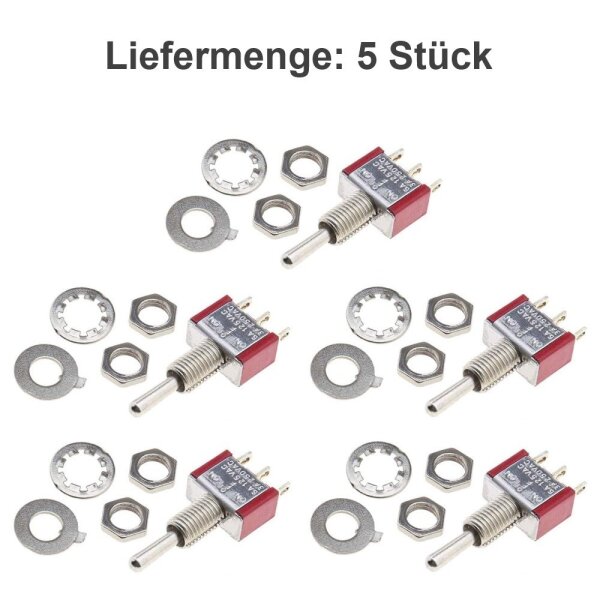 Miniatur Kipptaster Taster 3-Pin (EIN) AUS (EIN) Kippschalter tastend Modellbau 5 Stück