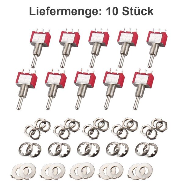 Miniatur Kipptaster Taster 3-Pin (EIN) AUS (EIN) Kippschalter tastend Modellbau 10 Stück