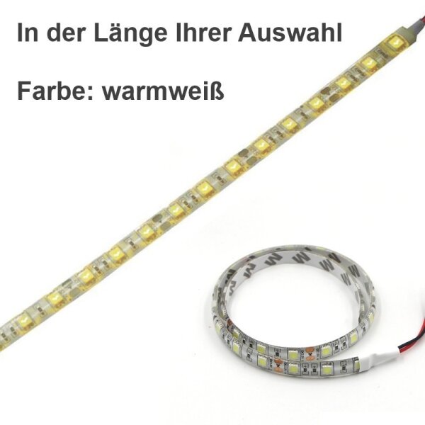 LED Streifen Wasserdicht mit Kabel 24V Selbstklebend Strip 5050 KFZ Beleuchtung Warmweiß (2700-3200K) 100cm