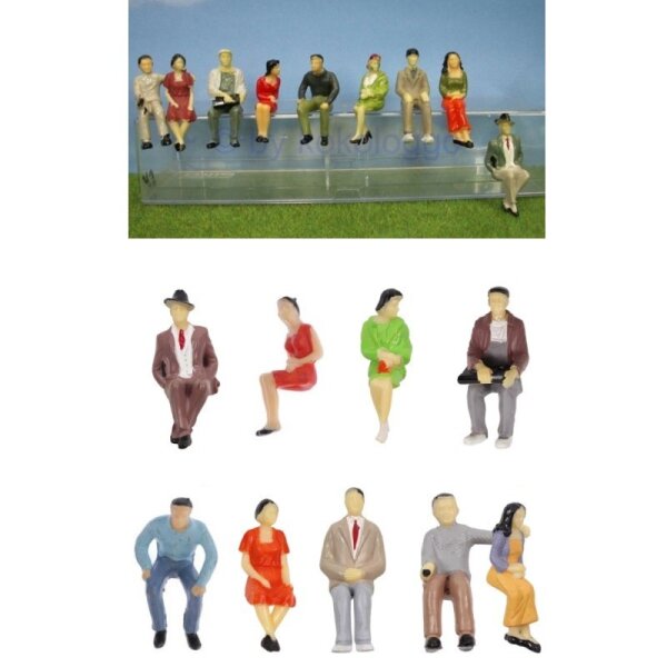 Figuren sitzend Reisende 1:32 für Waggons Spur 1 + Carrera 132 Set 9 Stück F28a