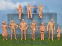 Figuren stehend sitzend unbemalt für Spur G und Carrera 124 Set 10 Stück F33