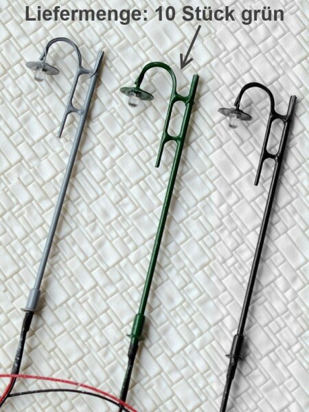 LED Straßenlampen H0 Bogenleuchten 7,5cm Bogenlampen 10 Stück Laternen Leuchten Grün