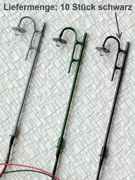 LED Straßenlampen H0 Bogenleuchten 7,5cm Bogenlampen 10 Stück Laternen Leuchten Schwarz