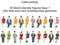 Figuren sitzend Reisende 1:32 für Waggons Spur 1 + Carrera 132 Set 20 Stück F23