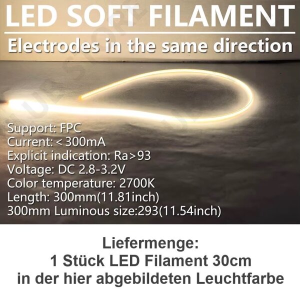 Mini LED Lichterkette 30cm Ø 2mm Filament 360° Licht sehr flexibel Modellbau RC Warmweiß