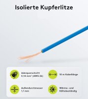 Litze Kabel 0,14mm² Kupfer Kupferlitze 100 Meter je Farbe 10 Meter Ring Set W999