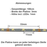 Mini LED Lichterkette 3mm schmal 100cm 90 LEDs Kirmes Markt Häuser Waggons RC