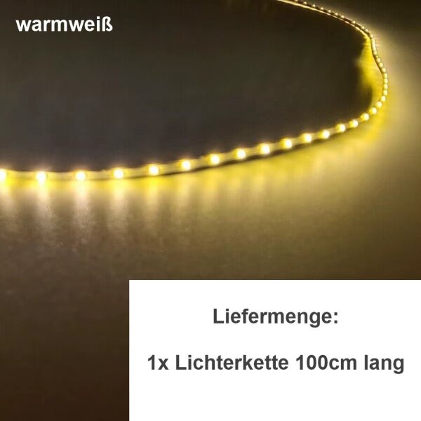 Mini LED Lichterkette 3mm schmal 100cm 90 LEDs Kirmes Markt Häuser Waggons RC Warmweiß