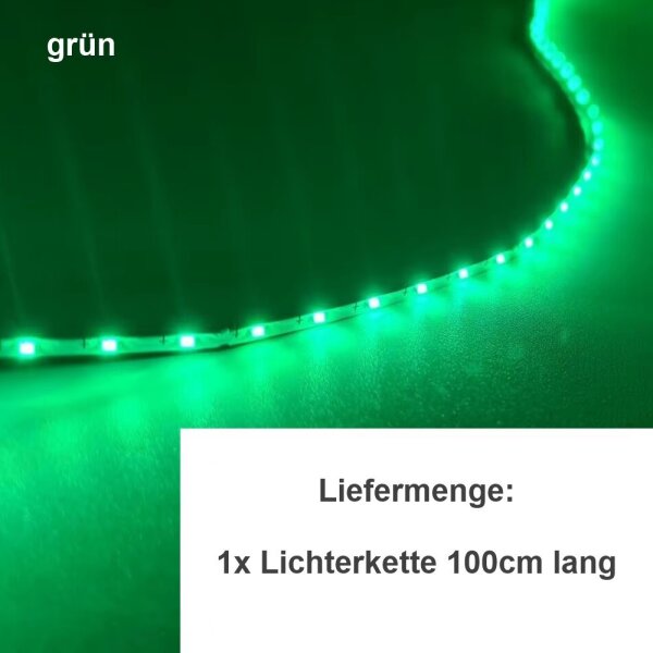 Mini LED Lichterkette 3mm schmal 100cm 90 LEDs Kirmes Markt Häuser Waggons RC Grün