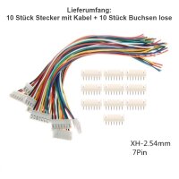 JST-XH 2.5 2.54mm Stecker inkl. 15cm Kabel + XH Buchse 2 3 4 5 6 7 8 9 10 Pin