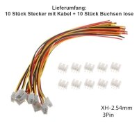 JST-XH 2.5 2.54mm Stecker inkl. 15cm Kabel + XH Buchse 2...