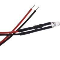 LED 3mm warmweiß kalt weiß 9V 12V 14 16 19V mit Widerstand Kabel angelötet 10x