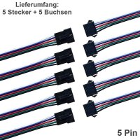 JST SM Stecker Buchse mit Kabel 15cm LED Streifen RC 2 3 4 5 6 Pin Connector 5x