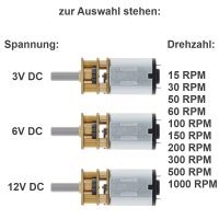 Mini Getriebemotor N20 3 6 12V DC 15 30 50 60 100 150 200 - 1000RPM Modellbau RC