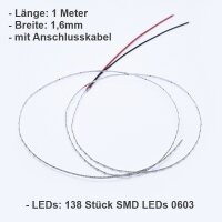 Mini LED Lichterkette 1,6mm schmal 100cm 138 LEDs Kirmes Markt Häuser Waggons RC