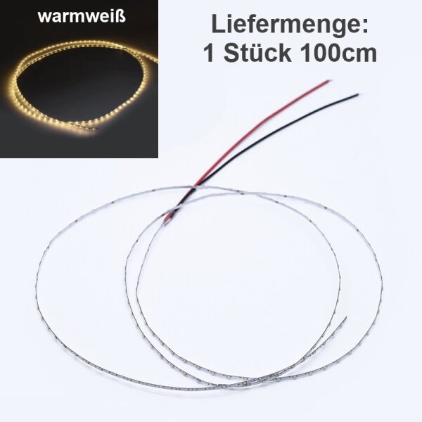 Mini LED Lichterkette 1,6mm schmal 100cm 138 LEDs Kirmes Markt Häuser Waggons RC Warmweiß