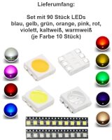 LED 5050 PLCC-6 SMD LEDs 3 Chip 10 20 50 100 Stück Set und RGB 9 Farben AUSWAHL