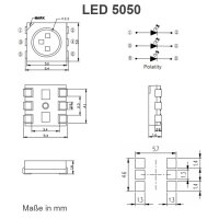 LED 5050 PLCC-6 SMD LEDs 3 Chip 10 20 50 100 Stück Set und RGB 9 Farben AUSWAHL