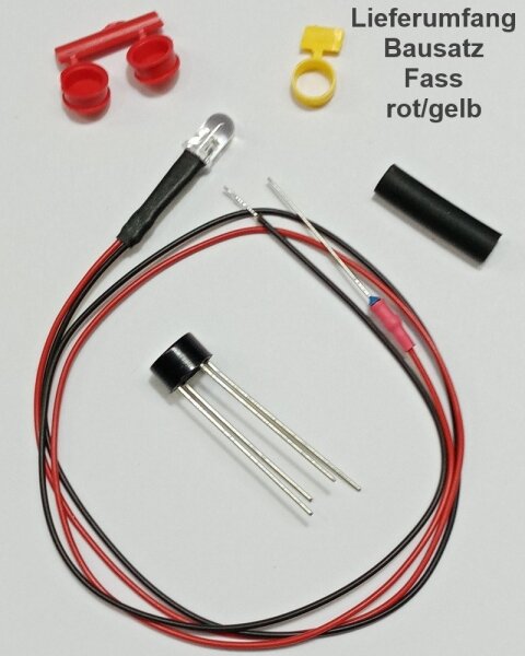 brennendes Fass Tonne H0 1:87 mit LED Brandflackern Feuer BAUSATZ Aral Esso Rot / Gelb