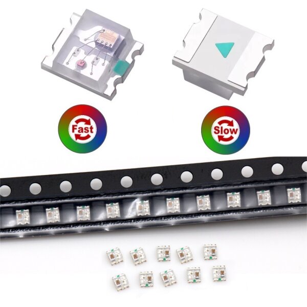 SMD LED RGB 0805 Regenbogen Farbwechsel langsam + schnell und blinken LEDs