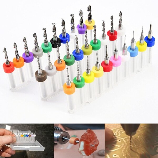 Micro PCB VHM Bohrer Set 0,1-3,0mm Mini Hartmetallbohrer CNC Gravur Schaftfräser