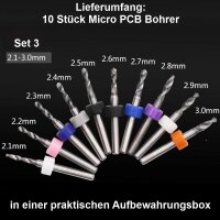 Micro PCB VHM Bohrer Set 0,1-3,0mm Mini Hartmetallbohrer CNC Gravur Schaftfräser