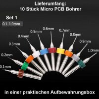 Micro PCB VHM Bohrer Set 0,1-3,0mm Mini Hartmetallbohrer...