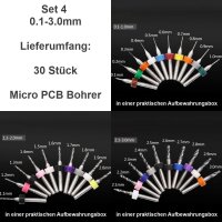 Micro PCB VHM Bohrer Set 0,1-3,0mm Mini Hartmetallbohrer...