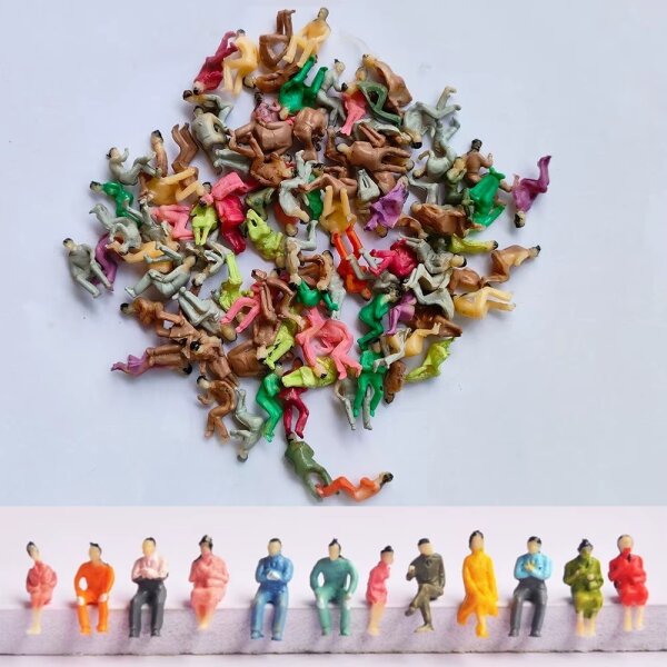 Figuren sitzende Reisende sitzend für Waggons TT Modellbahn Set 100 Stück F8