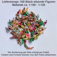 Figuren sitzende Reisende sitzend für Waggons TT Modellbahn Set 100 Stück F8